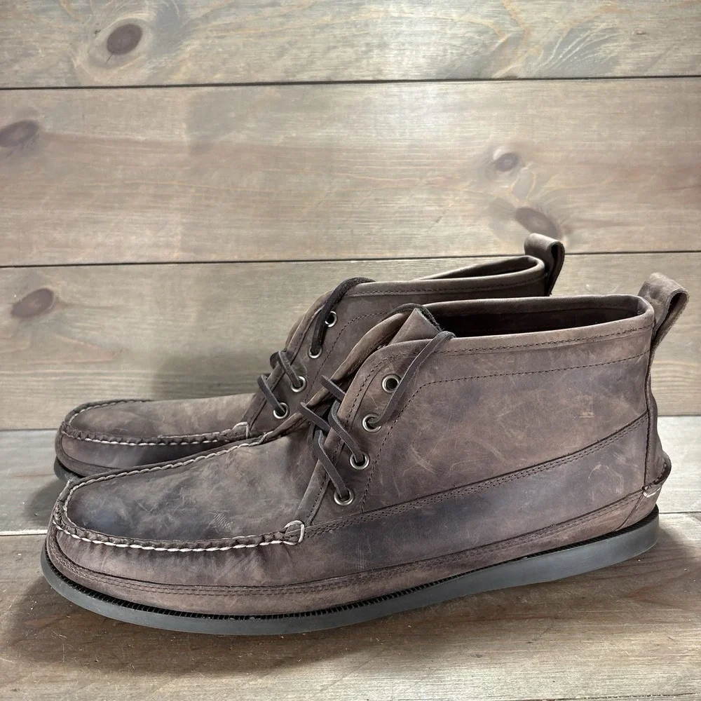 ll bean jackman mens size 14 shoes brown leather comfort chukka signature boots